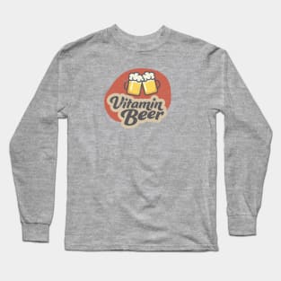 Vintage Vitamin Beer Graphic Long Sleeve T-Shirt